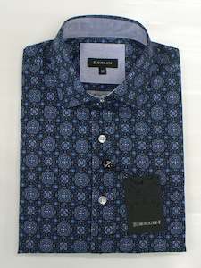 Menswear: Diamonds Print S/S Shirt - Navy