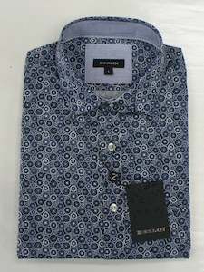 Menswear: Wheels Print S/S Shirt - Black/Blue
