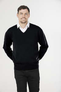 Knitwear: V Neck Merino Pullover - Navy