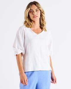 Betty Basic 1: Elanora Linen Blouse - White