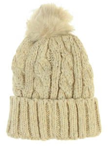 Amberlene: Adult Cable Knit Beanie - Beige