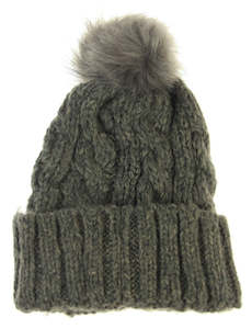 Amberlene: Adult Cable Knit Beanie - Grey