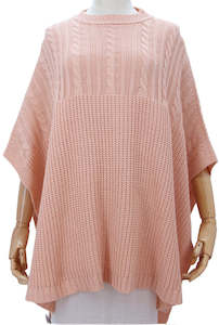 Womenswear: Autumn Knit Poncho - Pink
