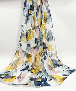 Scarves: Summer Flower Scarf - Blue