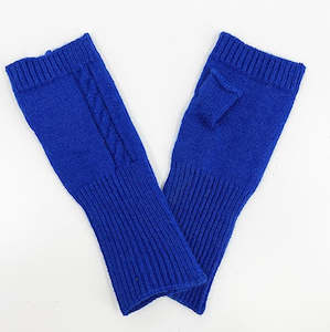 Frontier: Fingerless Knit Gloves - Blue