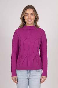 Jumpers: Funnel Neck Pullover with Cable Detail