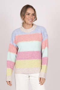 Multi Stripe Pullover - Ice Blue Multi