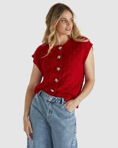 Fashion Tops: Zadie Vest - Poppy Red