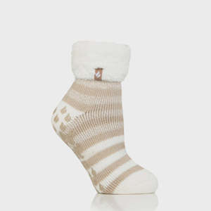 Ladies Stripe Aberfeldy Lounge Sock - Oat