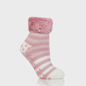 Ladies Stripe Aberfeldy Lounge Sock - Rose