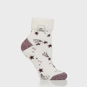 Heat Holders: Ladies Lite Orion Sleep Sock - Ivory/Cabernet Stars