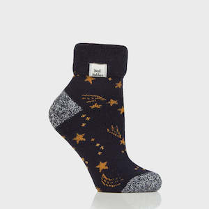 Ladies Lite Orion Sleep Sock - Navy/Gold Stars