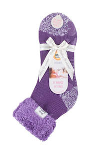 Heat Holders: Heat Holders Lounge Stripe Sock - Aubergine