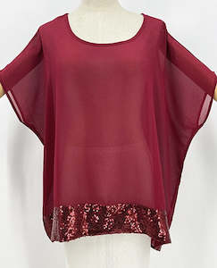 Sequin Summer Top - Maroon