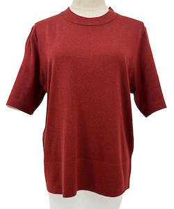 Womenswear: Short Sleeve Summer Knit Top - Rust