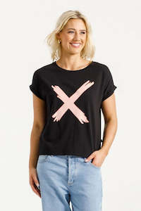 Home Lee: Jackie Tee - Black with Blossom Berry X