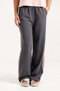 Home Lee: Palazzo Pants - Graphite with Blossom Tape