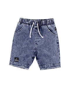 Boys 2 8yrs: Acid Wash Blue Denim Short