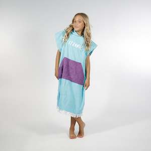 Boys 2 8yrs: Stranger Poncho Towel - Turquoise Purple