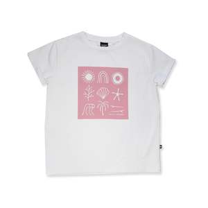 Girls 2 8yrs: Sea Shell Bailey Tee - White/Pink