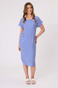 Democracy: Ella Diamond Dress - Cobalt/White
