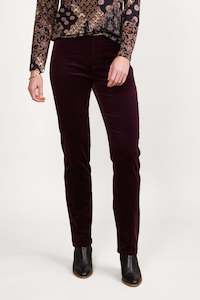 Vassalli 1: Slim Leg Full Length Cord Pull On - Mulberry