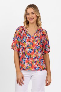Short Sleeve V Neck Top