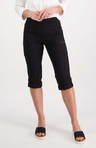 Poplin Pull On Cargo Pant - Black