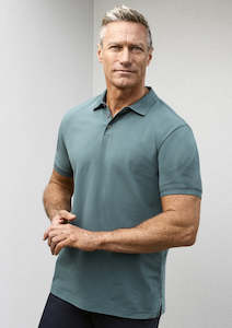 Polos: City Cotton Pique Polo - Jasper Green