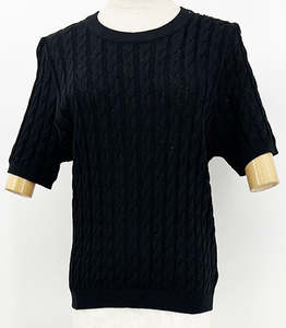 Cable Knit Summer Top - Black