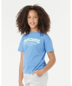Girls 8 14yrs: Surf Puff Relaxed Tee - Blue