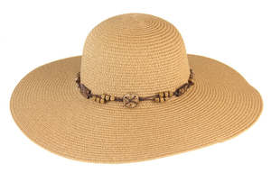 Amberlene: Wide Brim Hat with Bead Trim