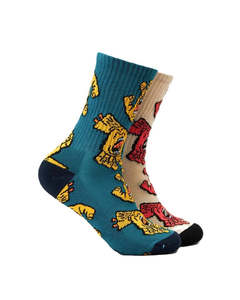 All: Crowded Hand Crew Sock 2pk - Concrete/Teal