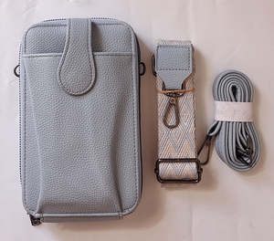 Wallet & Phone Bag with 2 Straps - Denim