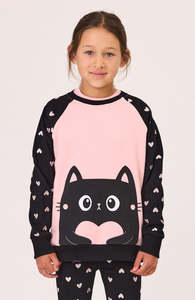 All: Love Cat Raglan Crew