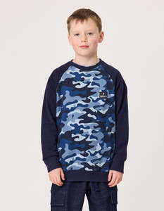 Blue Camo Raglan Crew