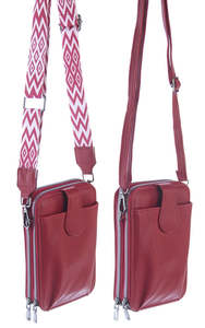 Handbags Wallets 1: Wallet & Phone Bag with 2 Straps - Burgundy
