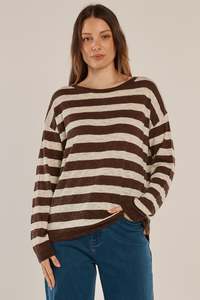Natasha Knit Top - Brown Stripe