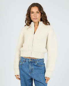 Jumpers: Leila Zip Thru Jumper - Chalk