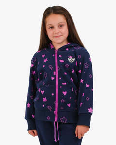 Navy Icons Zip Hood