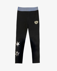 Girls 2 8yrs: Black Star Rib Leggings