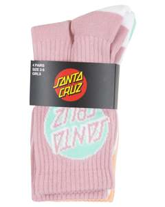 Girls 8 14yrs: Other Dot Crew Sock 4 Pk - Pink/White/Orange