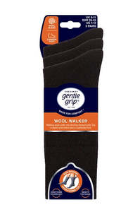 Gentle Grip 3pk Wool Blend Mens Sock - Black