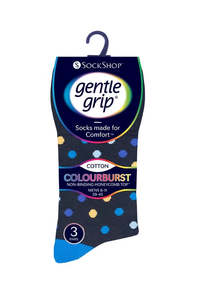 Menswear: Gentle Grip 3pk Mens Sock - Colourburst Spot