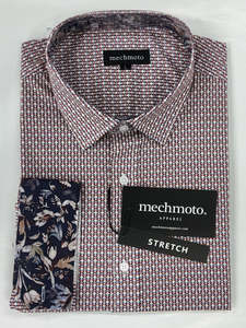 Cotton Stretch with Geo Print Design L/S Shirt