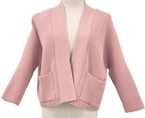 Knit Rib Cardigan -  Light Pink