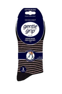 All: Gentle Grip 3pk Womens Sock - Varsity Fine Stripe