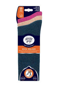 Gentle Grip 3pk Wool Blend Womens Sock - Coloured