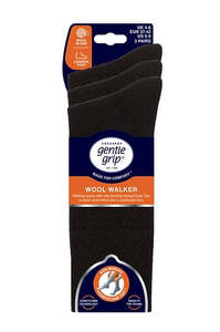 Gentle Grip 3pk Wool Blend Womens Sock - Black