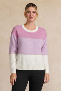 Block Stripes with Sparkle Lines Jumper - Orchid